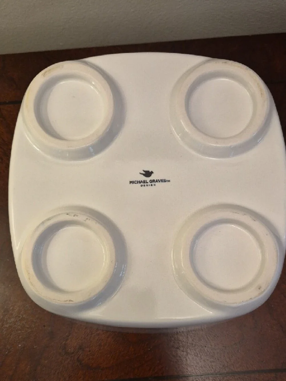 Michael Graves White Ceramic Tray with Raised Circular‎ Feet